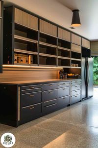 Customize endlessly with modular garage cabinets. Mix finishes and styles for a personalized space. Click for more ideas!