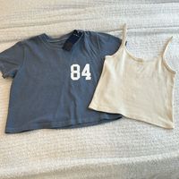 Brandy Melville Bundle. Blue T-Shirt Brand New With Tags. Cream Colored Tank Is Like New, But No Tag.