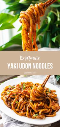 Yaki Udon is an easy & delicious one-pan meal loaded with vegetables, mushrooms, and your choice of protein, all coated in an incredibly flavorful sauce that will have you craving for more. This recipe calls for a handful of ingredients to make the best stir-fried udon noodles in just 15 minutes!