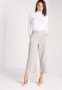 Missguided Cropped Wide Leg Pants Grey