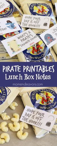 Printable Pirate Lunchbox Notes and Pirate's Booty Snacks - perfect for Talk Like a Pirate Day! #PiratesBootyParty AD