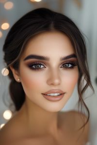 The smoky eyes brown shade makeup look blends rich browns and soft neutrals for a sultry, captivating effect.