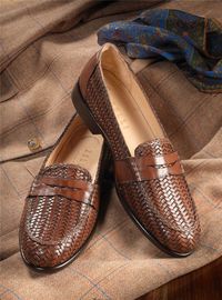 The Woven Loafer in Cognac - The Ben Silver Collection