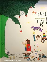 Library mural - A girl and a glue gun