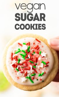 Easy vegan sugar cookies for your Christmas and holiday needs! These sugar cookies are soft but still perfect for cut-outs. #veganchristmas #sugarcookies #vegancookies