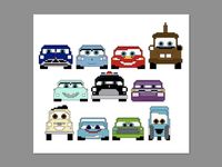 Cars Pixel People Character Cross Stitch PDF PATTERN Only