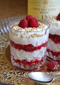 Raspberries, Honey, Whisky, Cream and Oats are used in this no cook recipe! What's not to love?!