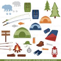 Camping Clip Art. Tent Camping Clipart. Hiking Clipart. Outdoor Clip Art. Camping Scrapbook. Camping