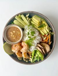 vermicelli noodle, healthy lunch, wellness, shrimp, high protein, nutritious meal, balanced diet, light lunch, clean eating, wellness lunch, protein-packed