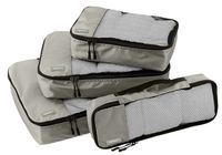 Amazon Basics 4 Piece Packing Travel Organizer Cubes Set, Small, Medium, Large, and Slim, Gray