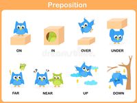 Preposition of motion for preschool vector illustration