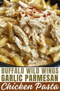 Indulge in the deliciousness of Buffalo Wild Wings Garlic Parmesan Chicken Pasta! This creamy dish combines tender chicken, rich garlic parmesan sauce, and perfectly cooked pasta for a satisfying meal. It's easy to make and perfect for a weeknight dinner. Love garlic and cheese? You'll want to try this recipe! Save this pin and enjoy a flavorful experience at home!