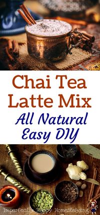 Delicious DIY Chai Tea Latte Mix. All natural and easy to make. Makes a great gift too!