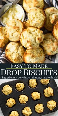 These easy to make Drop Biscuits only require 5 ingredients that you probably already have! No rolling or kneading required, just drop and bake!