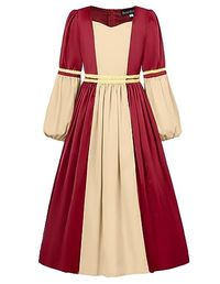 Scarlet Darkness Girls Renaissance Dress Kids Medieval Renaissance Faire Costume 7-14 Y