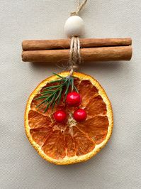 Set of 3 Dried Orange and Cinnamon Ornaments With Holly - Etsy