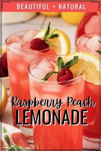 Elevate your summer drinks with this homemade raspberry peach lemonade! Perfect for parties or a refreshing treat on a hot day. #HomemadeLemonade