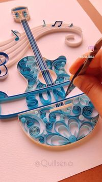 Quilled Guitar frame for her music lover husband