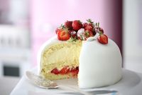 White Strawberry Swedish Princess Cake Recipe | Manuela Kjeilen | The Inspired Home