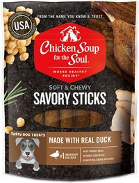 CHICKEN SOUP FOR THE SOUL Savory Sticks Real Duck Grain-Free Dog Treats, 4.5-oz bag - Chewy.com