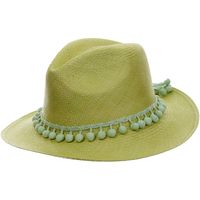 Sensi Studio Green Classic Pompom Panama Hat (1332695 BYR) ❤ liked on Polyvore featuring accessories, hats, green, palm leaf straw hats, panama hat, panama straw hat, palm leaf hats and palm straw hats