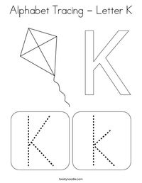 Alphabet Tracing - Letter K Coloring Page - Twisty Noodle