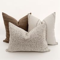 "For those of us who like a calm atmosphere neutral decor makes for a restful mood. Meet our Naturally Neutral Pillow Cover Set. Its natural earth tones paired with luxurious texture for ultimate comfort  for any space in your home.  Visit @HacknerHome and see the design possibilities of Jona's upscale decorative pillow covers styled by interior designers and skilled home styles. I T E M S Set of three pillow covers: (1) 22\"x22\" Cocoa | Same Back (1) 20\"x20\" Hay Sack Linen | Same Back (1) 14