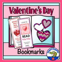 Valentine's Day Bookmarks. Your reading students will love to have one of these six Valentine's Day bookmarks: three inspiring and colorful printable bookmarks to give your students on Valentine's Day to instill a love of reading. Three more bookmarks to tell them you love them. Cute sayings like "O...