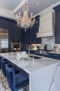 blue and white luxury kitchen