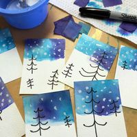 Winter Trees and Tissue Paper Skies · Art Projects for Kids