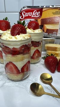 #SaraLeePartner No-Bake Strawberry Shortcake Trifle Cups with only 6 ingredients! The perfect dessert for family weeknights together or even to make ahead for all your summer gatherings. Using @saraleedesserts Pound Cake simplifies this recipe, as it requires no baking and tastes delicious—a win-win! You can find it in the freezer section at @walmart , and it’s on rollback until July 8th! So it’s the perfect time to stock up. Ingredients: 1 box Vanilla instant pudding mix 3 cups whole m...