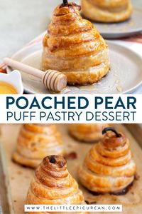 The combination of cinnamon, vanilla bean, and honey makes these pears so comforting and delightful. The perfect puff pastry dessert recipe to serve guests at your next dinner party! 