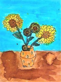 Van Gogh Sunflowers Art and Science Lesson for kids - Leah Newton Art