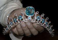 Following on from the photo of the de Ligne Aquamarine tiara, some more images coming up. Love the way the structure of the tiara echoes the stylised 'L' shape.