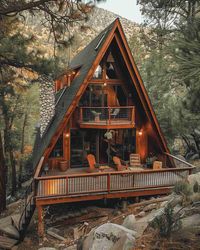 21+ Awesome A-Frame Cabins With Balcony