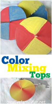 Spinning Tops Color Mixing STEM Activity - Creative Family Fun