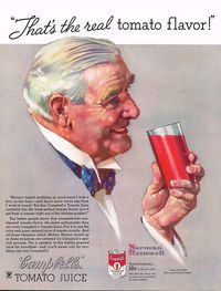 1934 BIG Vintage Campbells Soup Co Tomato Juice Norman Rockwell Man Art Print Ad