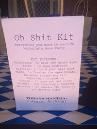 Oh shit kit for hens party