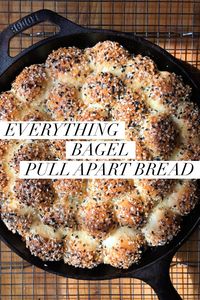 Everything Bagel Pull Apart Bread is soft, fluffy, sprinkled with pure joy in the form of everything bagel seasoning, and oh yeah, it's stuffed with cream cheese. Get the recipe at joeats.net! #everythingbagel #pullapart #bread #indulgent #joeats #monkeybread