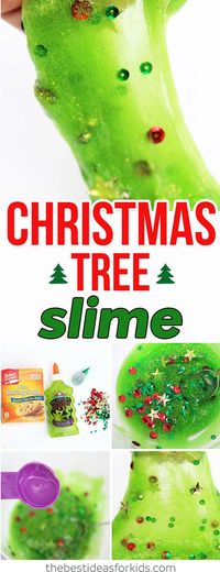 This Christmas Tree slime is such a fun Christmas sensory activity! Make this easy holiday slime for kids which is so fun to make! This homemade slime is fun to add to your Christmas activities. #slime #christmas #christmasslime #slimerecipe #christmasactivities via @bestideaskids