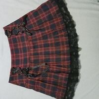 Cute Black & Red Plaid Skirt With Lace And Bows -Size Small (14in Width) Bought Off Shein Before It Sold Out. Never Worn.