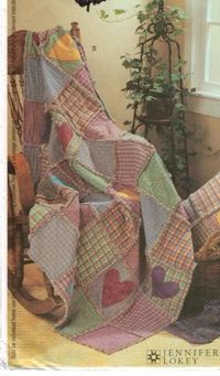 Quilting Rag Quilt Pattern Throws, Pillows McCalls Pattern 3901 via Etsy