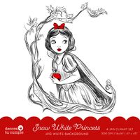 "This Snow White Princess digital cliparts set includes 4 elements (all JPG, 300 dpi, white background) including : - 2 JPG  (aprox 423 x 400 mm / 16,6 x 16\") - 2 XL JPG  (aprox 1200 x 1155 mm / 47,2 x 45,5\") Listing included: - all cliparts in separate JPG files with white background in high resolution They are perfect for DIY, Scrapbooking, Baby Shower and Birthday invitation and Backdrops, Wedding invitation, Wall Art, Fashion and Fabric design and more, that will make your creative projects stand out! IMPORTANT: This is a digital product, no physical items will be sent to you. Once your payment is complete, digital files will be available for download in your Etsy account and an email will be sent to your Etsy registered email. HOW DO I USE THE FILES? You can use Photoshop or any edi