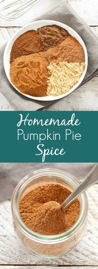 Learn how to make your own pumpkin pie spice in less than 5 minutes with just a few common spices. Perfect for fall cookies, breads, pies, and so much more!