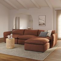 Leigh Rust Brown Modular & Reversible Sectional Sofa, Linen-blend Performance Fabric | Article