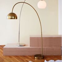 Overarching Metal Shade Floor Lamp, Brass | West Elm