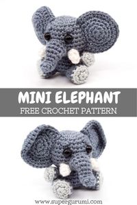 This free amigurumi elephant crochet pattern is crocheted easily and quickly and is perfect as decorative figurine, gift or key chain. Make your loved ones happy with this little elephant by supergurumi. #Amigurumi #Crochet