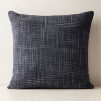 Tal Navy Blue Linen Throw Pillow with Down-Alternative Insert 23" | CB2