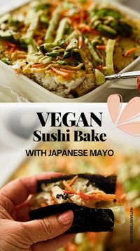 Experience the delightful flavors of sushi in a whole new way with this Vegan Sushi Bake. This dish combines marinated tofu, crisp veggies, and perfectly cooked rice, all topped with a homemade Japanese mayo, creating a deconstructed, oven-baked casserole that's both simple to prepare and deeply satisfying. Ideal for gatherings, potlucks, or a cozy evening at home, this vegan sushi bake is sure to be a favorite among sushi lovers.