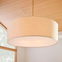 Short Drum Pendant Light - Natural Linen | West Elm